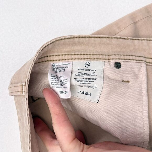 AG Adriano Goldschmied Everett Jeans Size 38 x 31 Tan Slim Straight Stretch - Picture 7 of 9